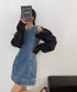 Detachable Sleeve Denim Mini Dress